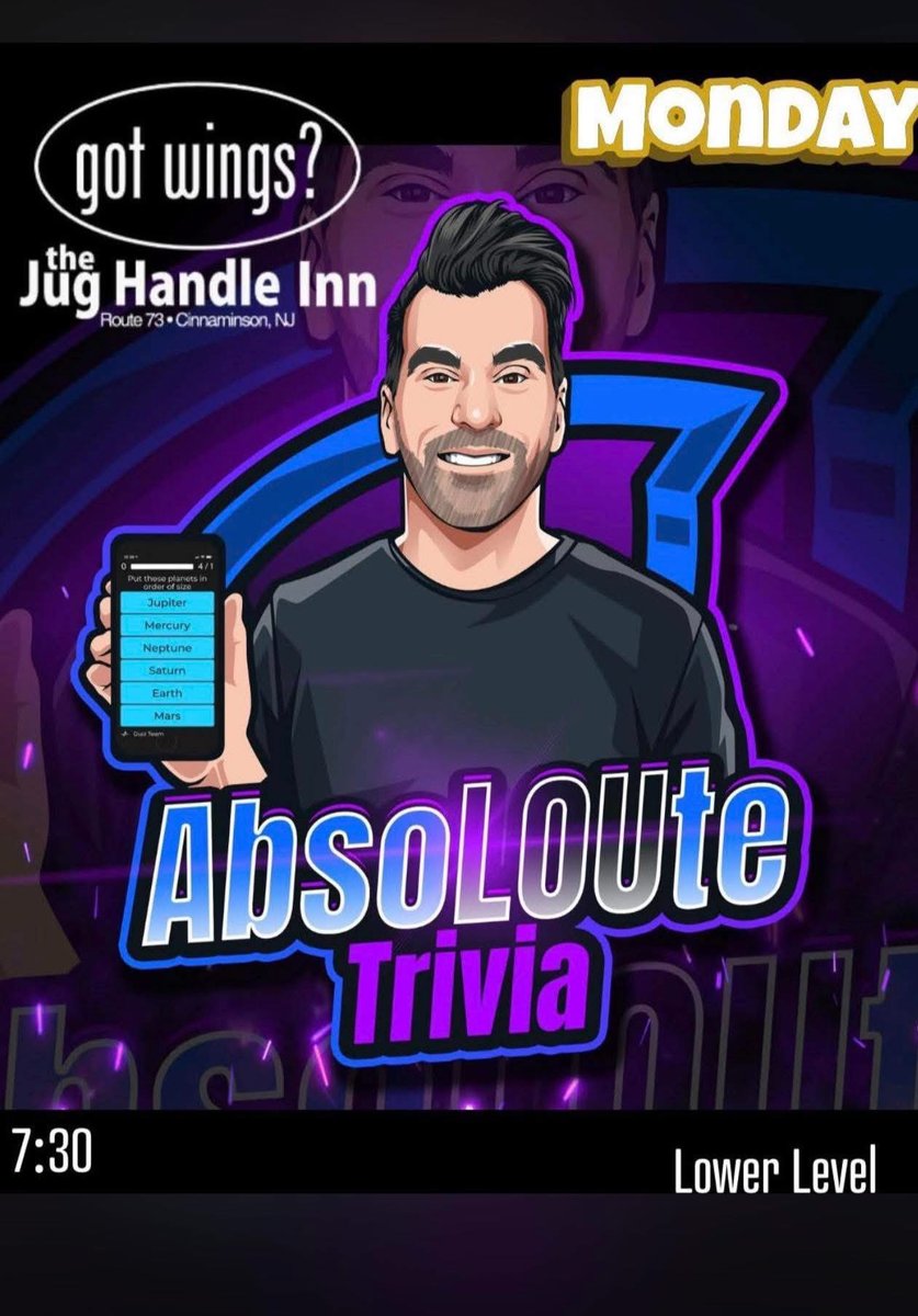 Monday — AbsoLOUte Trivia at The Jug Handle Inn